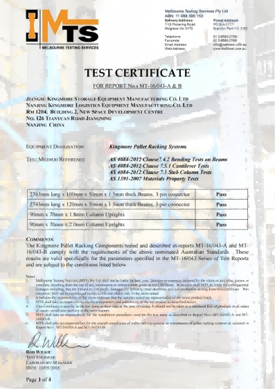 Kingmore | Estantes para Armazéns em Conformidade com a Norma AS4084 para o Mercado Australiano