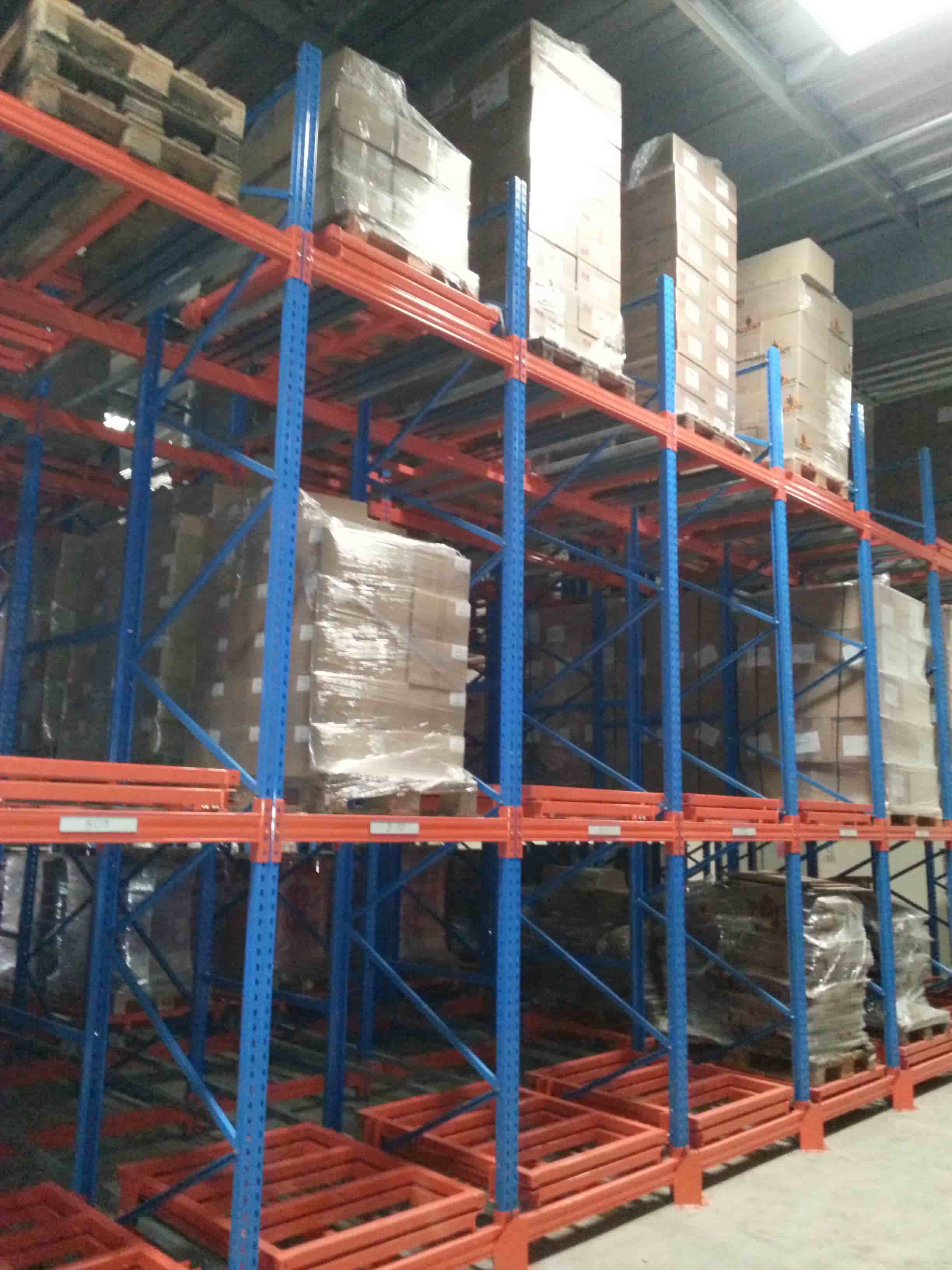 What are the advantages of using push-back racks in a warehouse?